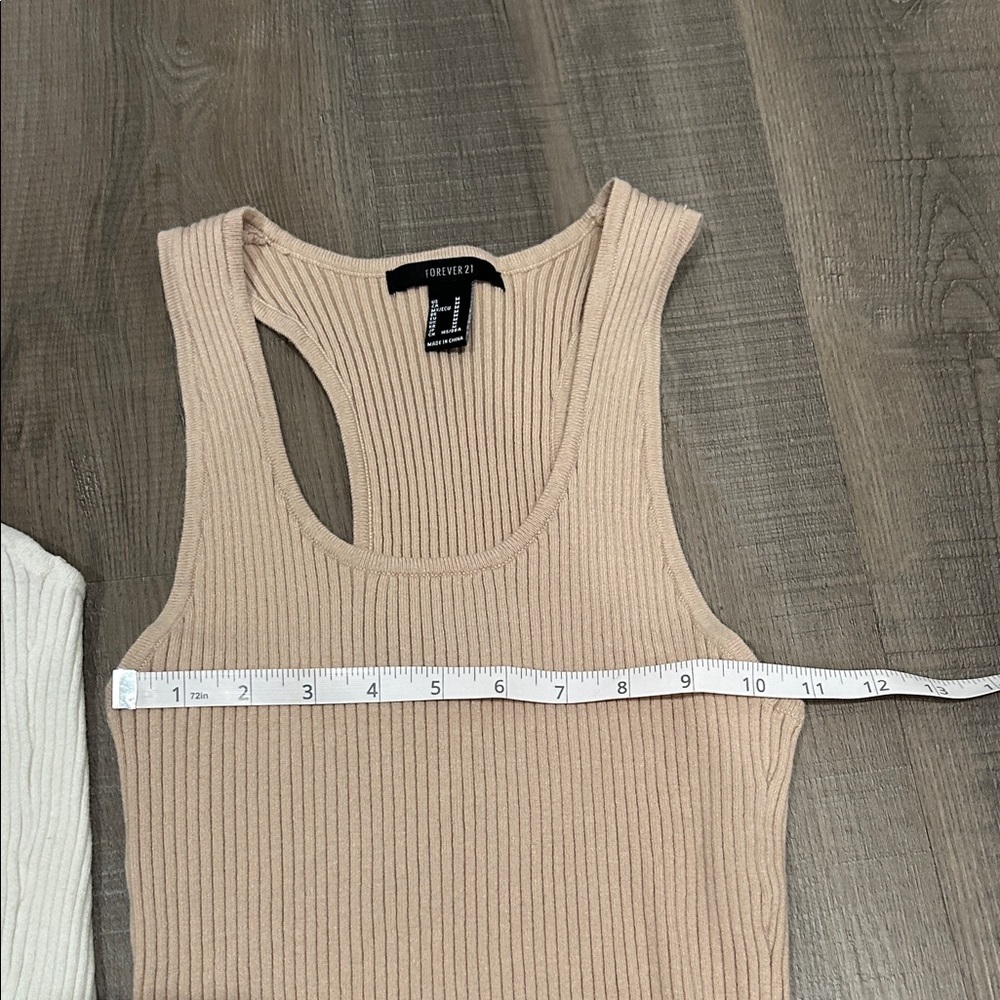 Forever 21 Ribbed Tank Top Set - White and Tan - Picture 4 of 6
